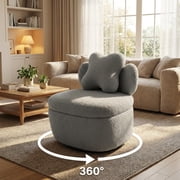 Modern 360 Degree Swivel Storage Accent Chair - Accent Chair with Star Pillow - Comfy Upholstered Single Sofa for Living Room, Bedroom, Small Spaces