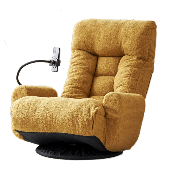 Modern 360° Rotatable Recliner Chair with Phone Holder, 5 Different Angles Adjustable Lounge Sofa Chair for Bedroom Livingroom Office, Adjustable Head and Waist Game Chair Leisure Chair, Yellow