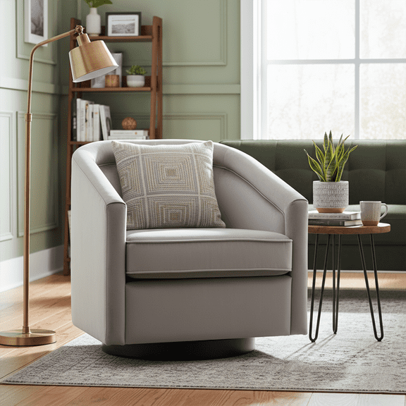 Modern 360°Swivel Barrel Classic Mid-Century Accent Chair for Living Room, Bedroom & Home Office