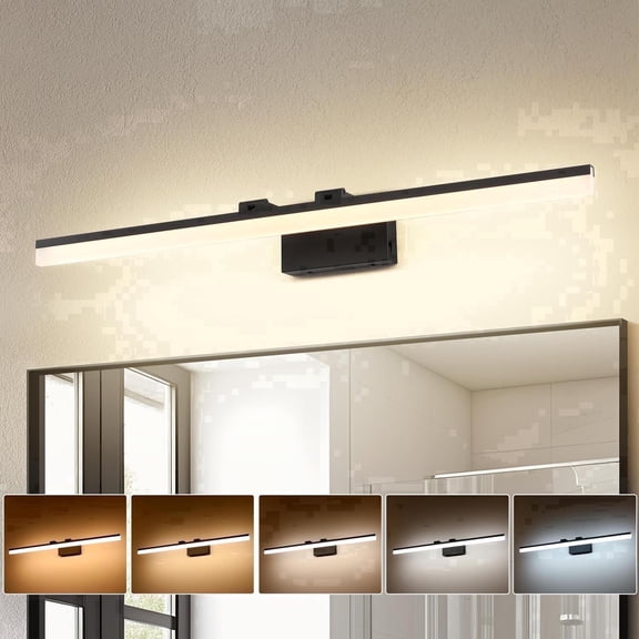 Modern 39.4 in. LED Vanity Light with 5CCT Selectable Dimmable Bathroom Mirror Lighting Black Finish with Adjustable Light Bar