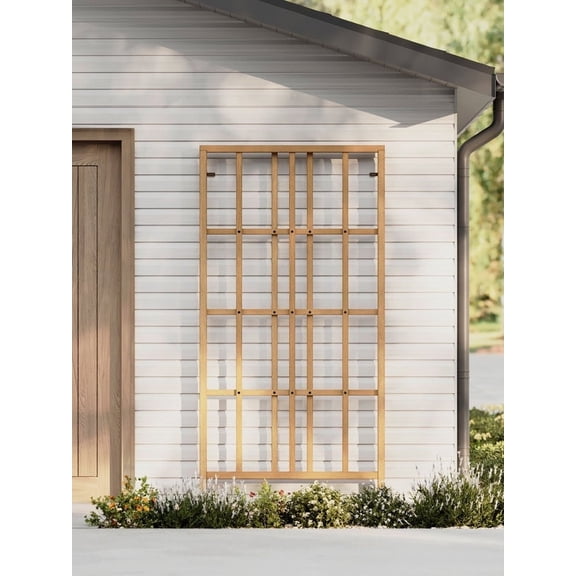 Modern 39" L x 77" H Cedar Wood Trellis, Golden Brown