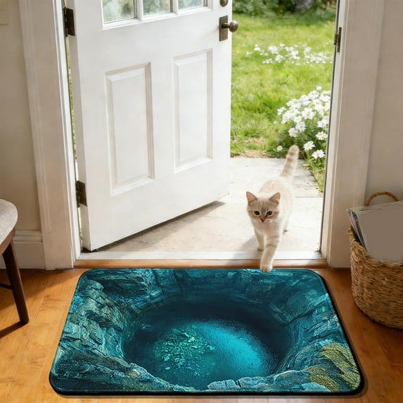 Modern 3D Design Door Mat with Superior Water Absorption, Secure Non-Slip Backing, Multi-Functional Floor Mat for Bathroom, Kitchen and Entryway