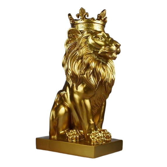 Modern 3D Lion Head Statue Collection Table Decor Animal Figurine Ornament Resin Aureate