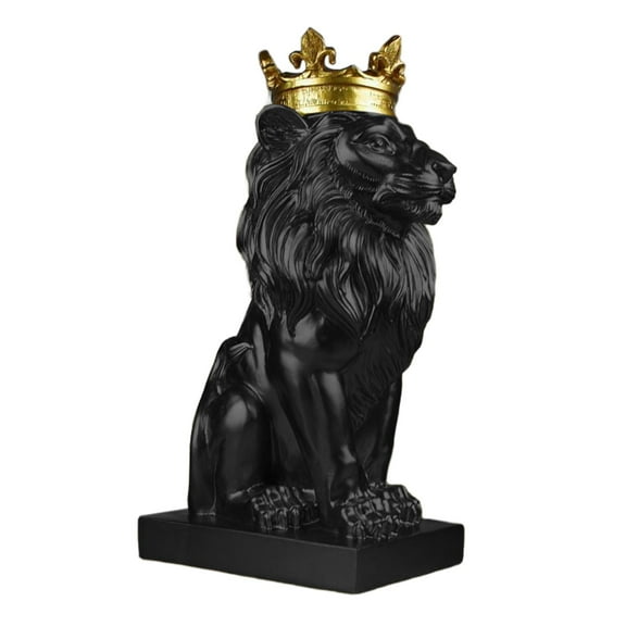 Modern 3D Lion Head Statue Collection Table Decor Animal Figurine Ornament Resin Black