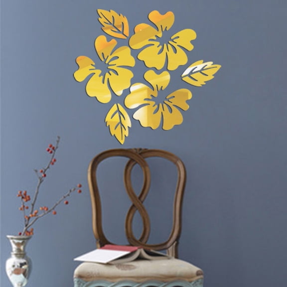 Modern 3D Mirror Removable Decal Art Mural Wall Sticker, 3D Floral Leaf Design Self-Adhesive & Removable For Easy Diy Installation, Ideal For Home Room Decor Living Room Bedroom