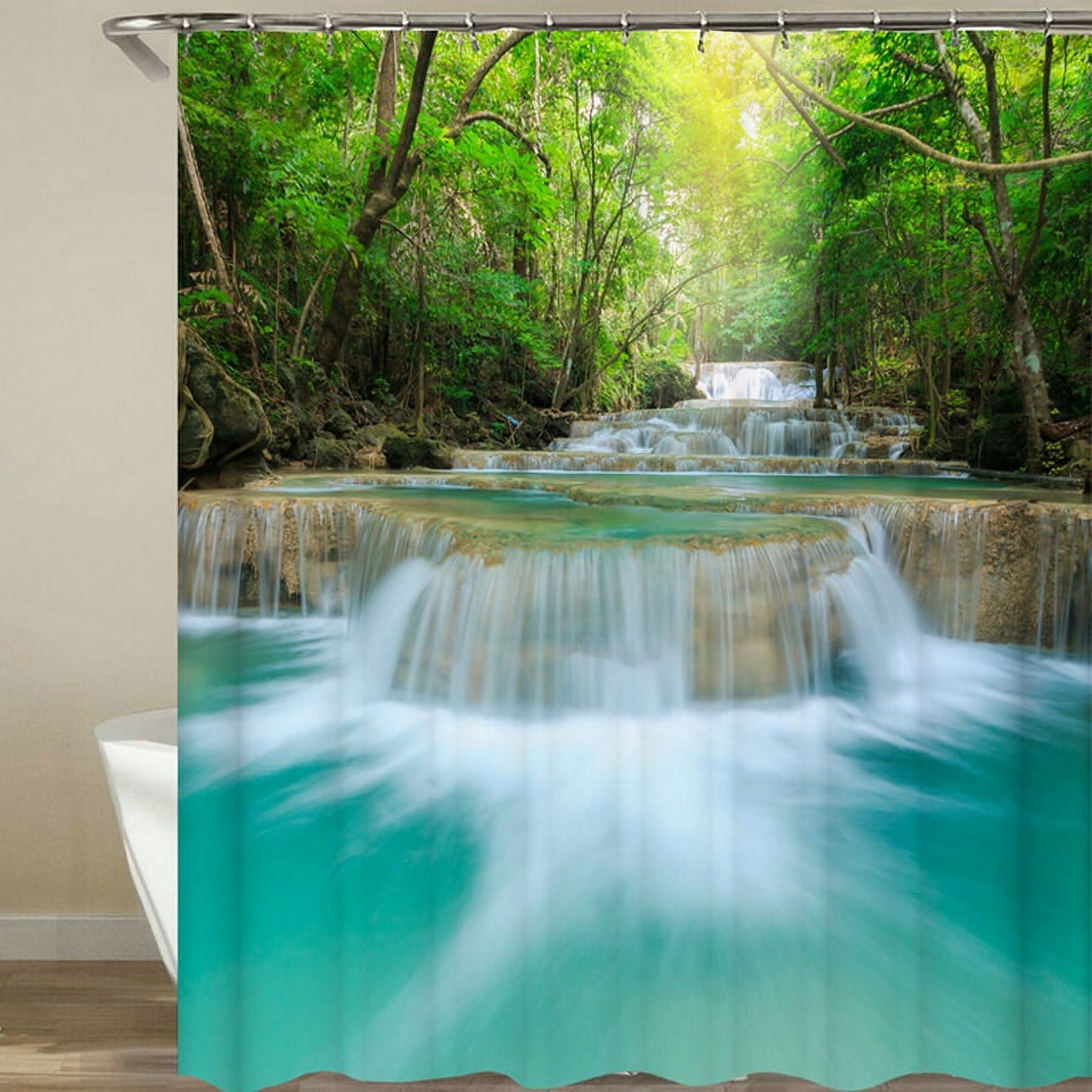 Modern 3D Printing Forest Shower Curtain Green Plant Tree Landscape ...