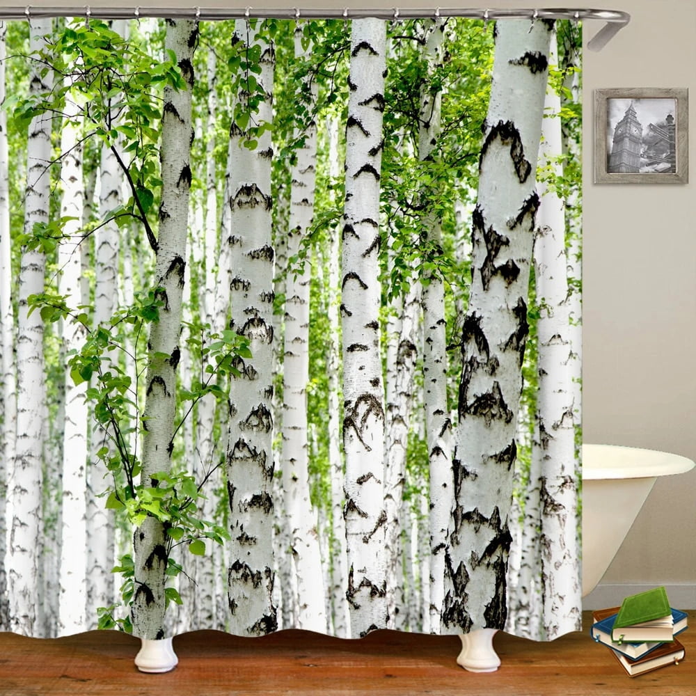 Modern 3D Printing Forest Shower Curtain Green Plant Tree Landscape ...