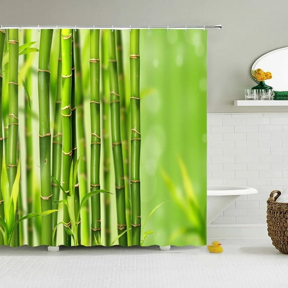 Modern 3D Printing Forest Shower Curtain Green Plant Tree Landscape Bath Curtain With For Bathroom waterproof scenery