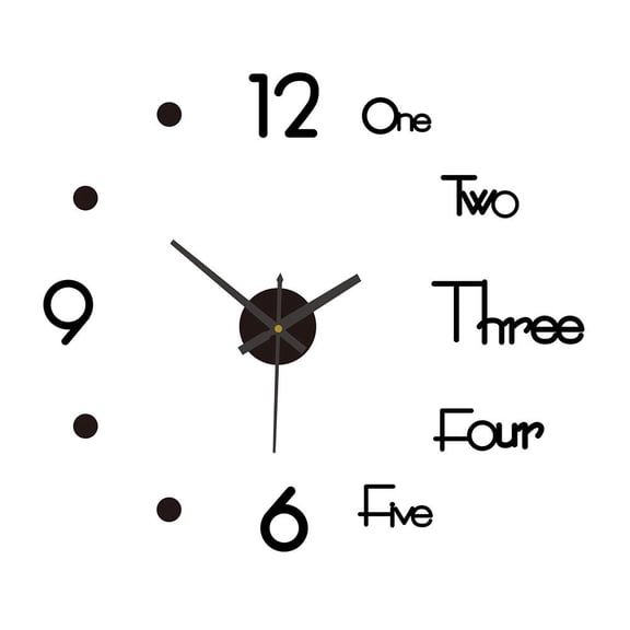 Modern 3D Stick on Wall clock Silent non Ticking DIY Frameless Funky K G9O8