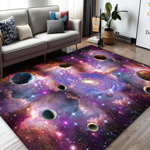 Modern 3D Vision Starlit Sky Carpet for Living Room Geometric Bedroom Game Room Nonslip Rugs ration Home Entrance Door Mats