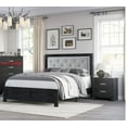 thumbnail image 1 of Modern 3pc King Size PU Upholstered LED Headboard Bed and Storage Nightstands Set Wooden Bedroom Furniture Black Finish, 1 of 4