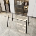 thumbnail image 1 of Modern 4-6 Seater Tempered Glass Dining Table with Black Metal Legs, Minimalist Rectangular Kitchen Table for Living Room Dining Area, 1 of 10