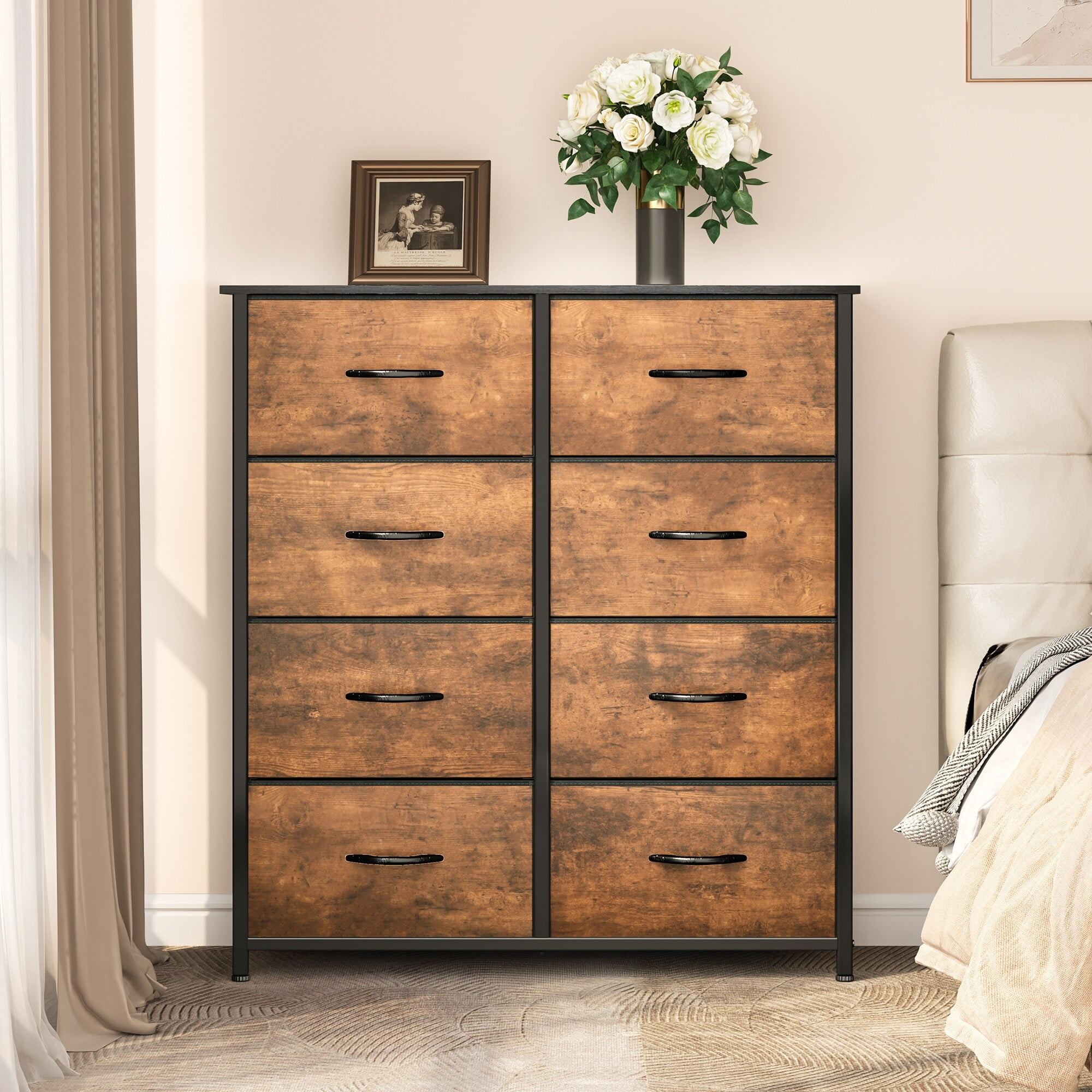 Sturdy Moasis 8-Drawer Bedroom Dresser Storage Tower, Wood Top, Easy ...