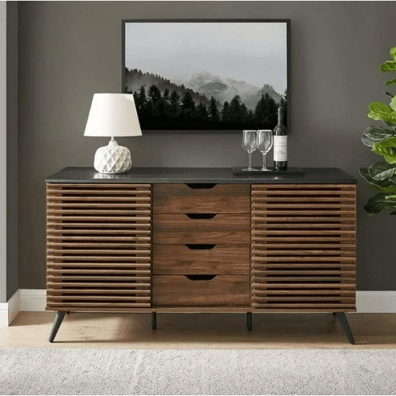 Modern 4-Drawer 59″ Wood Cabinet Buffet