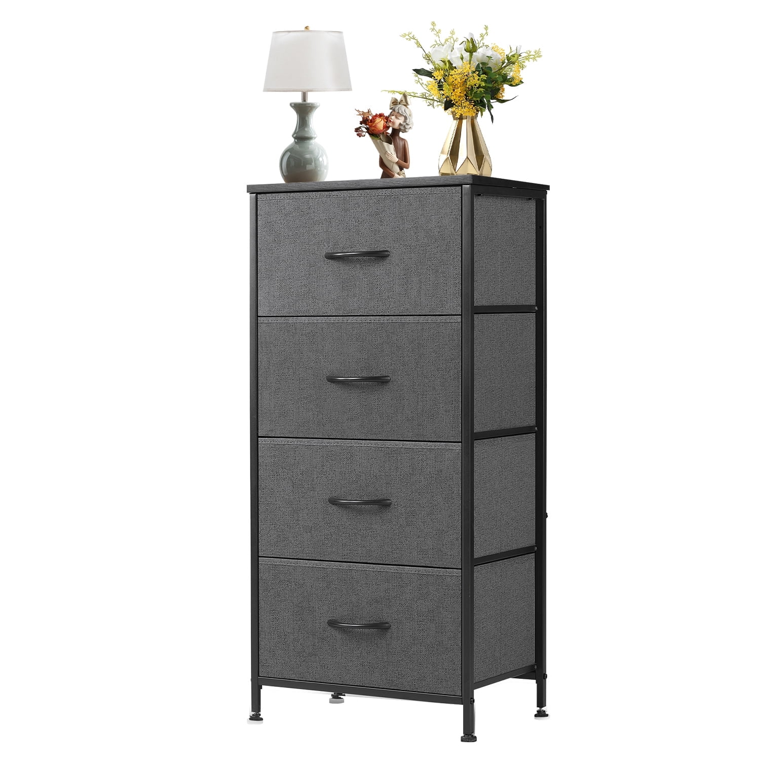 Modern 4 Drawer Fabric Dresser, Chest of Drawer Organizer Storage Cabinet for Bedroom Clothes Closet, Entryway,Gray