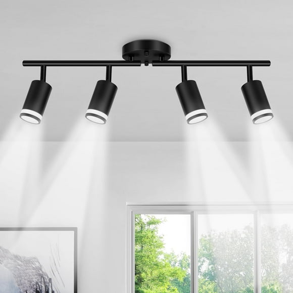 Modern 4-Light Track Lighting Flush Mount Ceiling Spot Lights Fixture Kitchen Rotatable Track Lighting Fixtures Multi-Directional Ceiling Spotlight for Living Room, Dining Room, Hallway