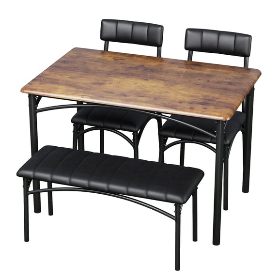 Modern 4-Piece Kitchen Table Set with Upholstered Bench | Compact Dining Furniture for 4 | Ideal for Small Spaces, Apartments, Dinners, & Breakfast