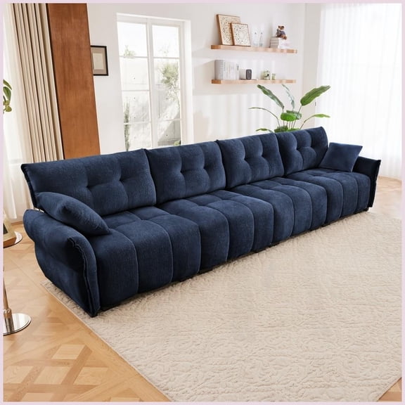 Modern 4-Seater Chenille Sofa - Solid Wood Frame & High-Resilience Cushions for Living Rooms, Offices, Lounges