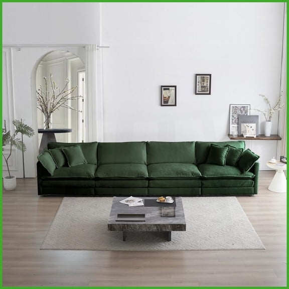 Modern 4-Seater Modular Chenille Sofa - Comfy Sectional for Living Room with Solid Wood Frame