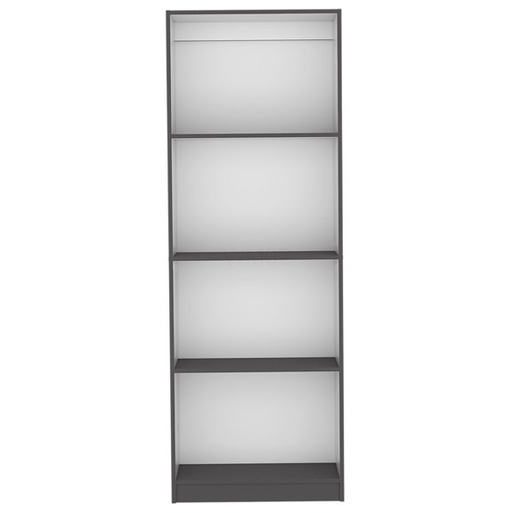 Modern 4 Tier Bookcase with Ample Storage, Engineered Wood Bookshelf for Office & Home, Gray and White Multicolor Organizer