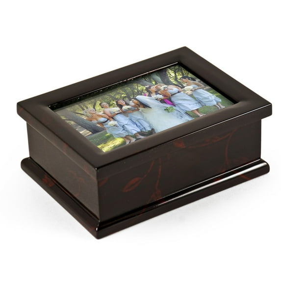 Modern 4 X 6 Photo Frame Musical Jewelry Box With Floral Motifs - Have Yourself A Merry Little Xmas