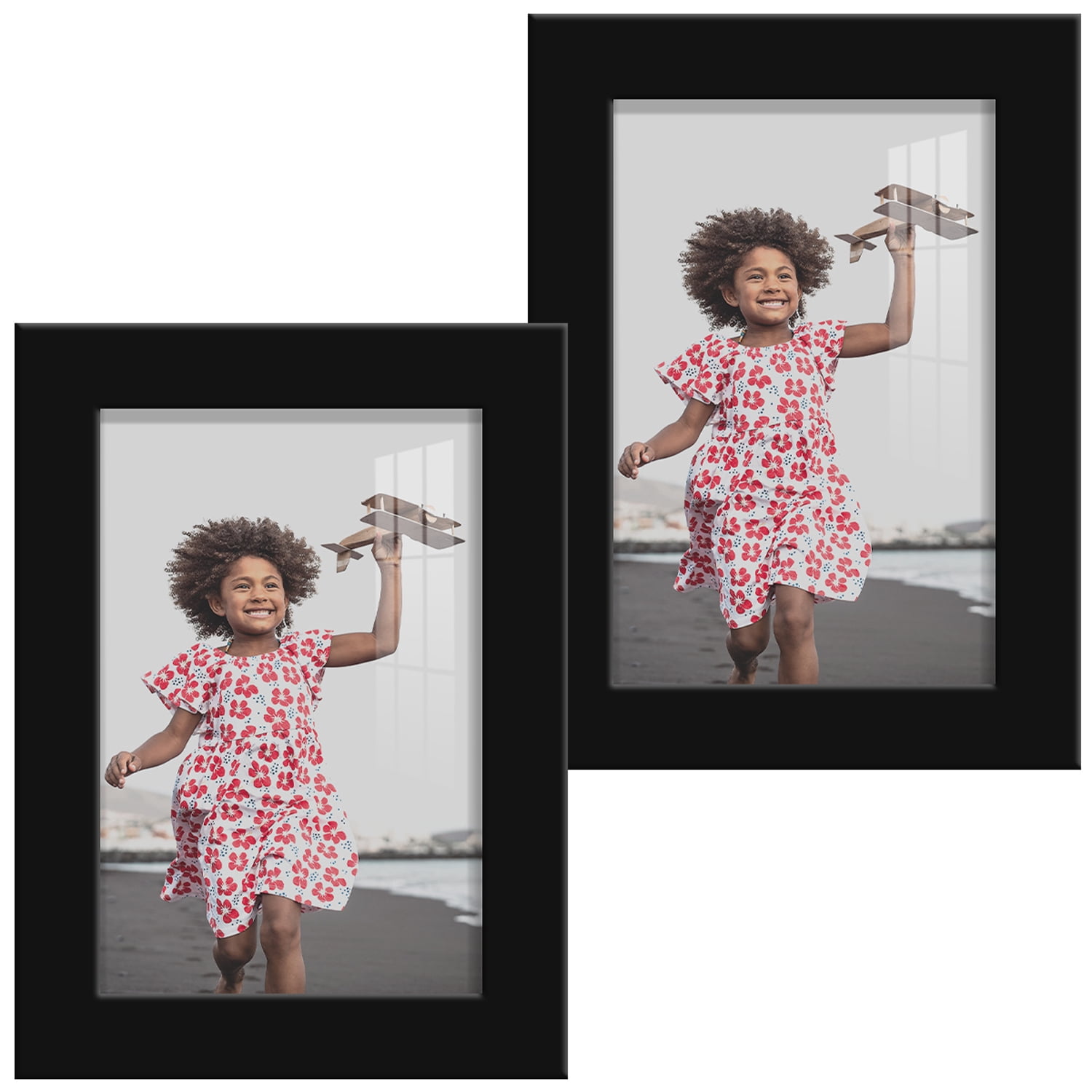 Modern 4 in. x 6 in. Black Picture Frame (Set of 2)