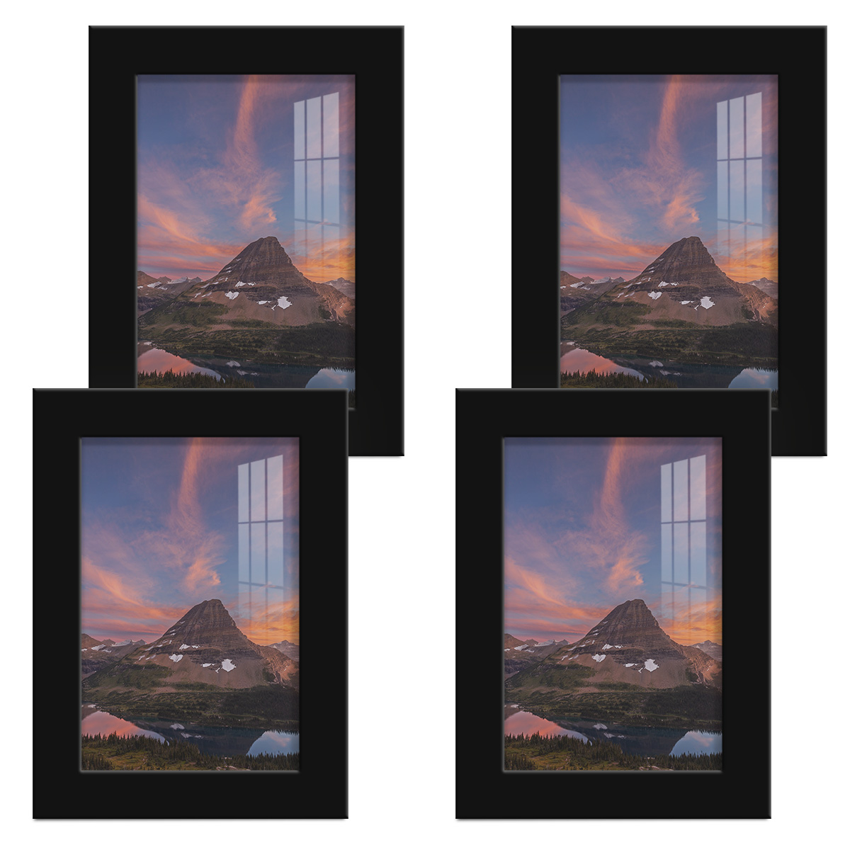 Modern 4 in. x 6 in. Black Picture Frame (Set of 4)