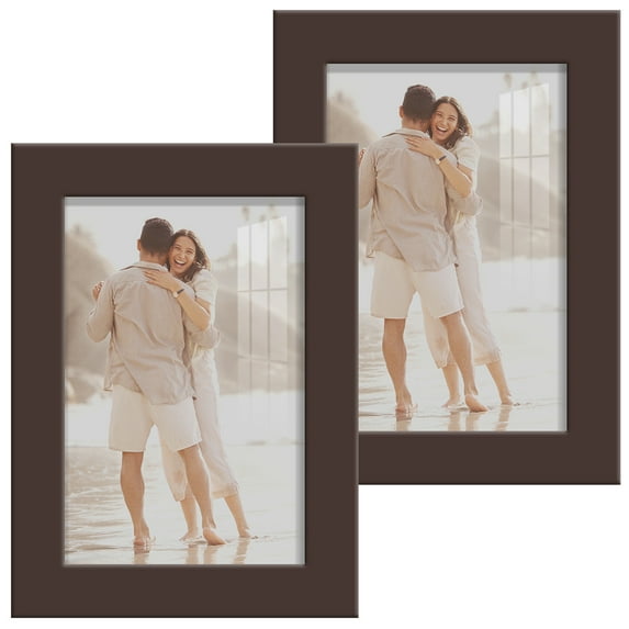 Modern 4 in. x 6 in. Brown Picture Frame (Set of 2)