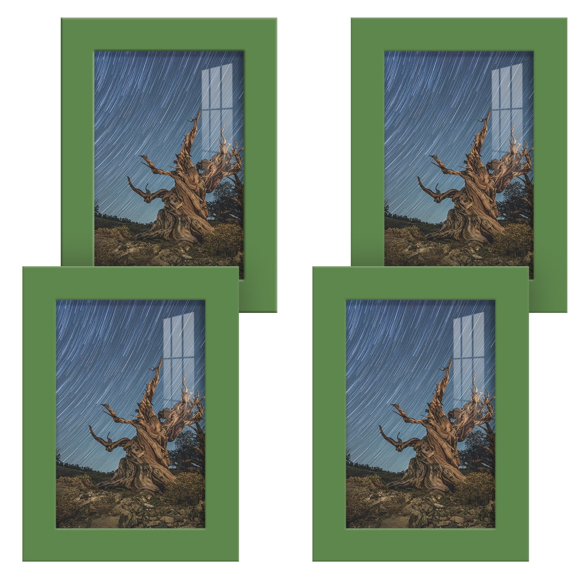 Modern 4 in. x 6 in. Green Picture Frame (Set of 4)