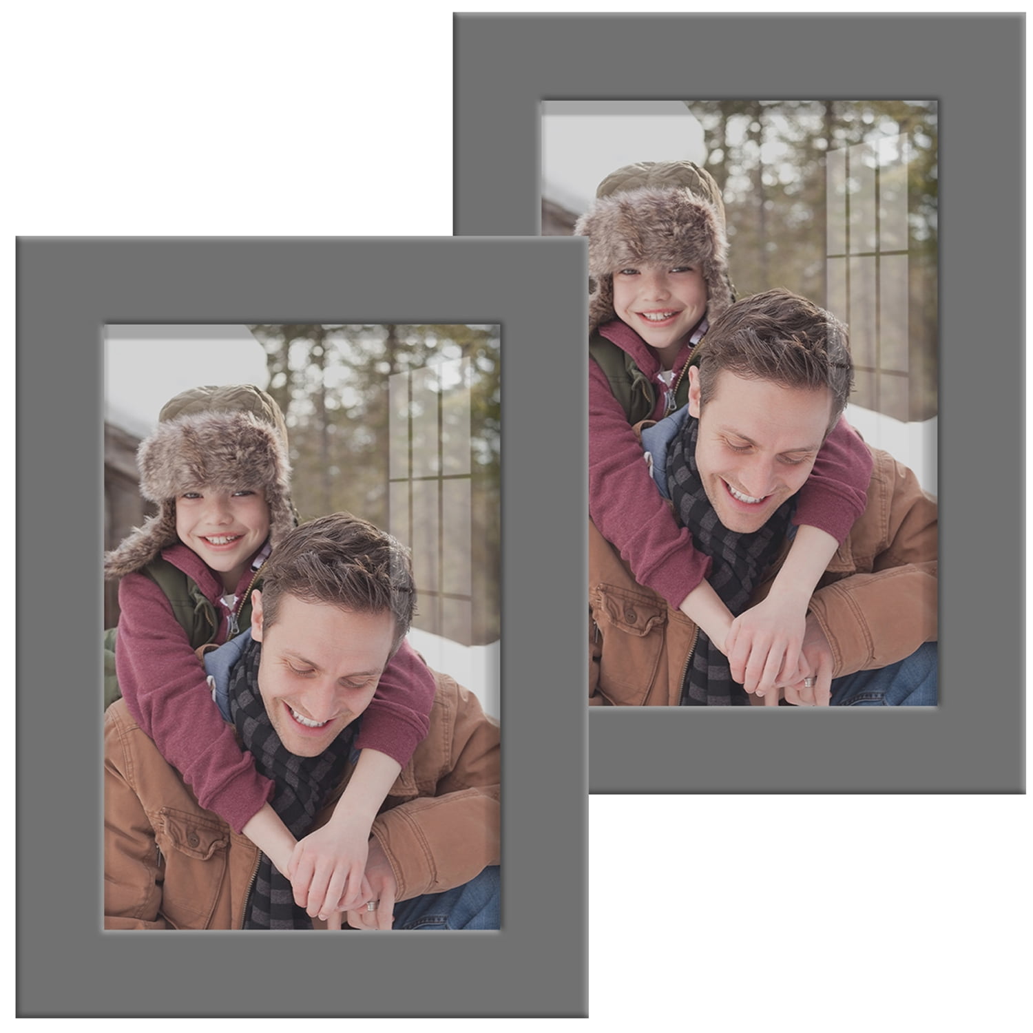 Modern 4 in. x 6 in. Grey Picture Frame (Set of 2)