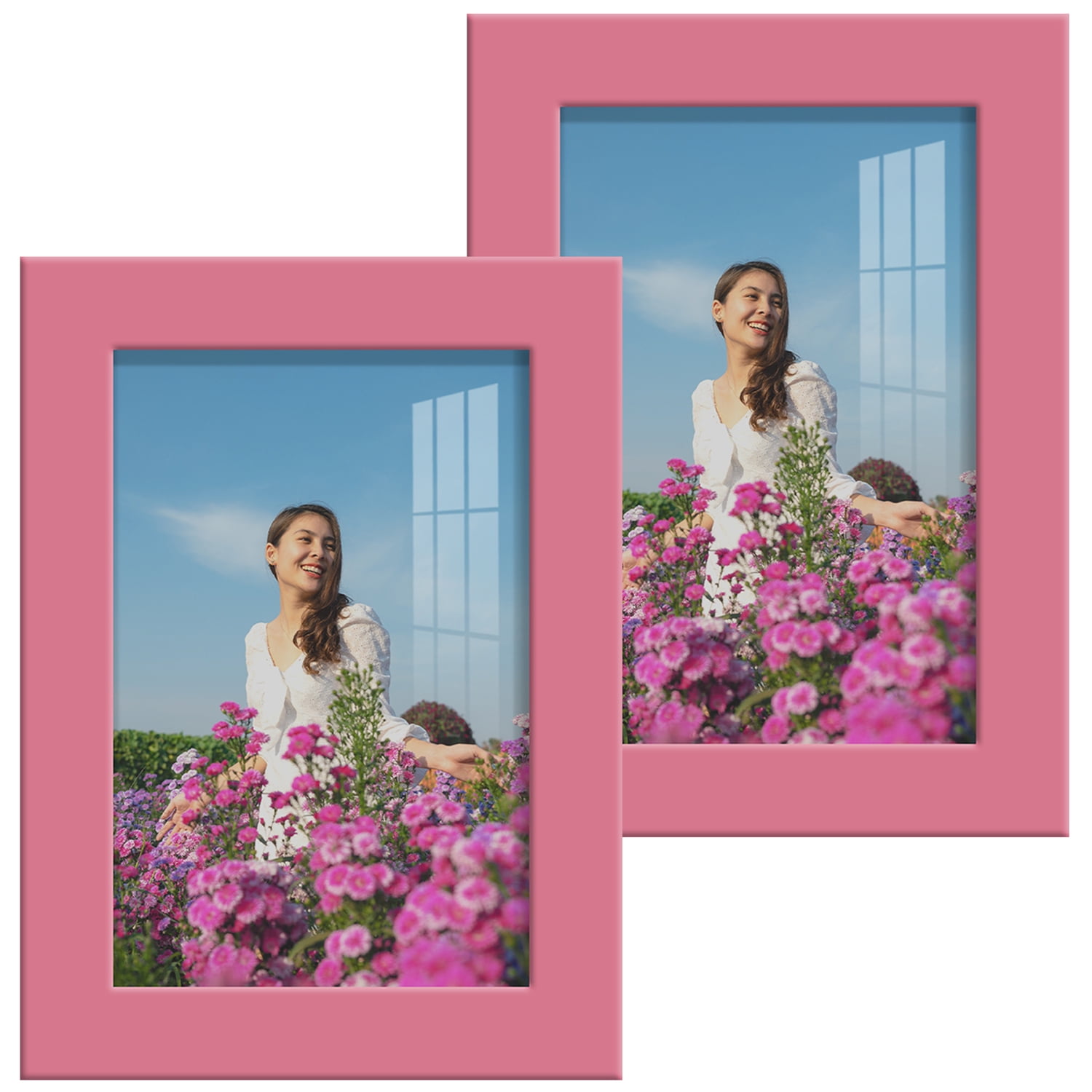 Modern 4 in. x 6 in. Hot Pink Picture Frame (Set of 2)