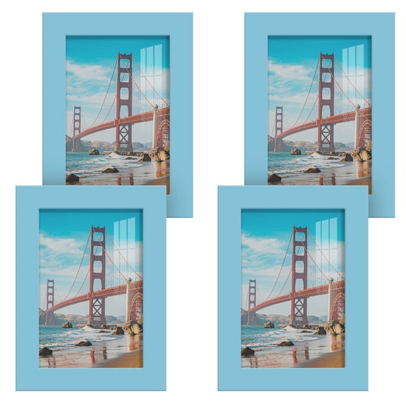 Modern 4 in. x 6 in. Light Blue Picture Frame (Set of 4)