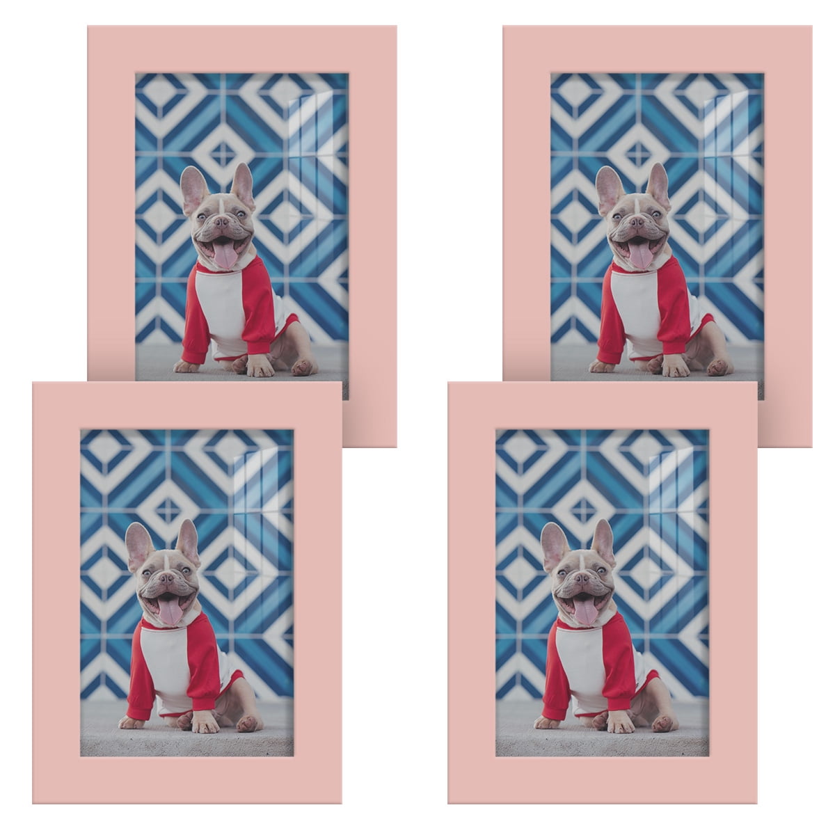 Modern 4 in. x 6 in. Pink Picture Frame (Set of 4)