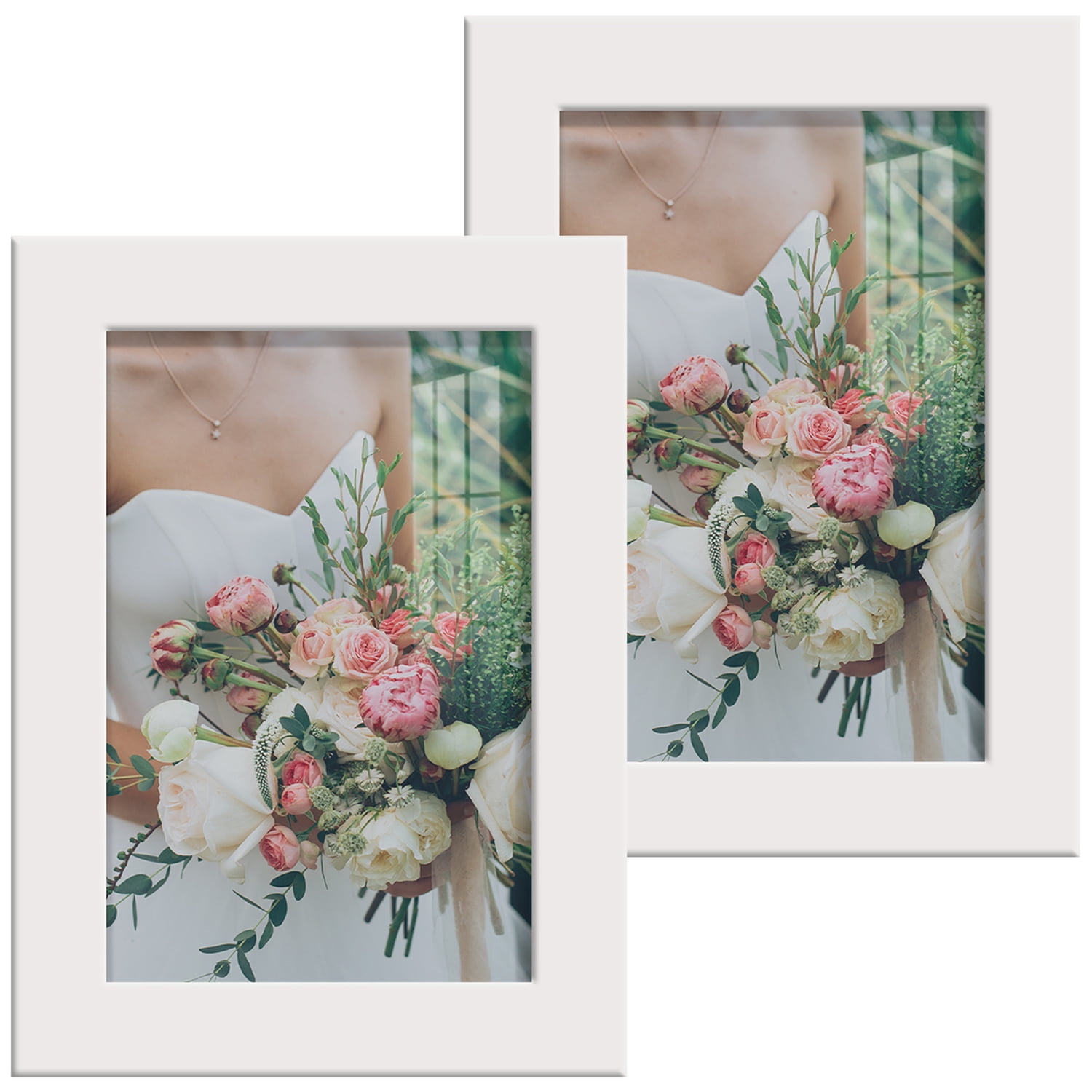 Modern 4 in. x 6 in. White Picture Frame (Set of 2)