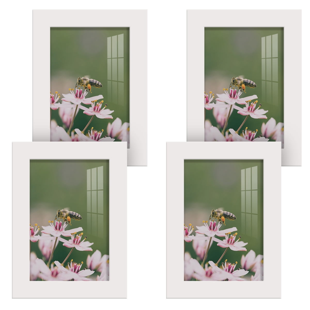 Modern 4 in. x 6 in. White Picture Frame (Set of 4)
