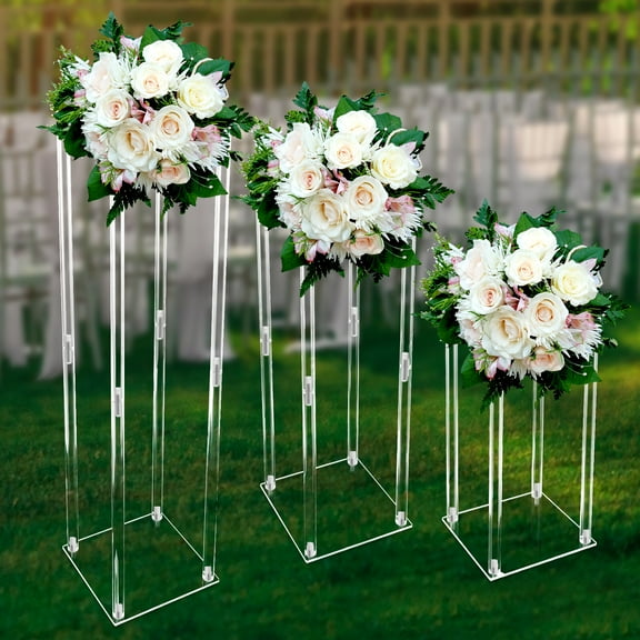 Clear Acrylic Flower Stand 40/60/80cm Tall Column Vase Wedding Decoration