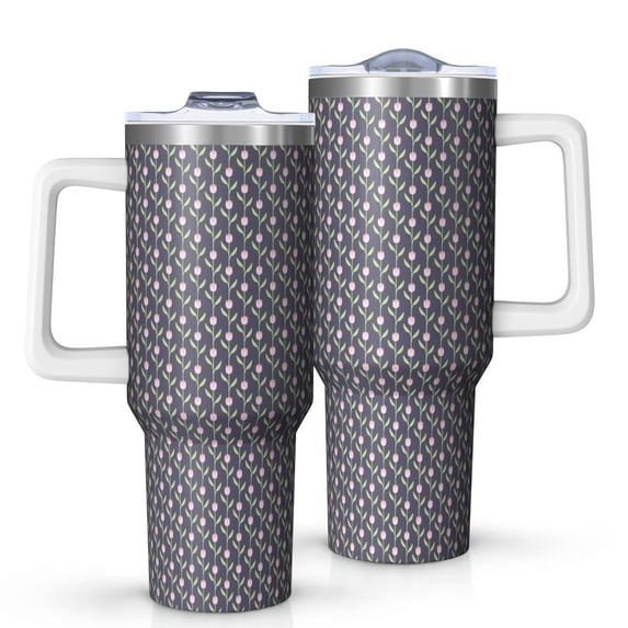 Modern 40oz Tumbler– Stainless Steel Insulated Tumbler with Handle and Straw, Large Capacity Travel Cup for Hot & Cold Drinks