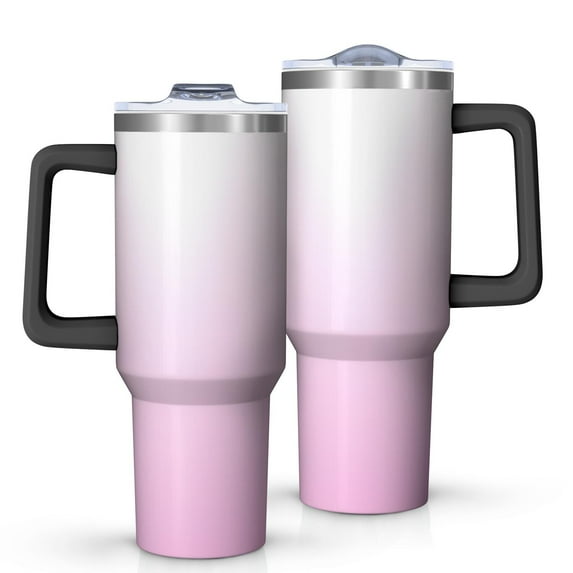 Modern 40oz Tumbler– Stainless Steel Insulated Tumbler with Handle and Straw, Large Capacity Travel Cup for Hot & Cold Drinks