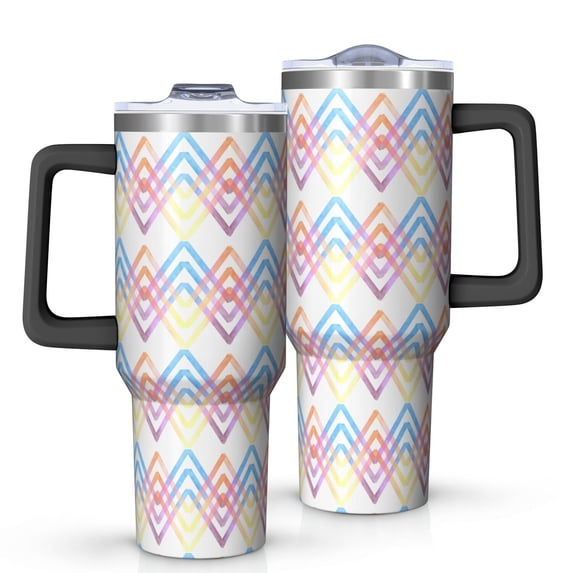Modern 40oz Tumbler– Stainless Steel Insulated Tumbler with Handle and Straw, Large Capacity Travel Cup for Hot & Cold Drinks