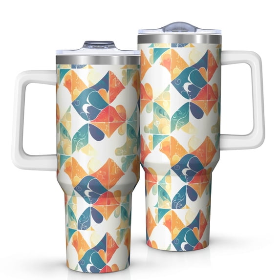 Modern 40oz Tumbler– Stainless Steel Insulated Tumbler with Handle and Straw, Large Capacity Travel Cup for Hot & Cold Drinks
