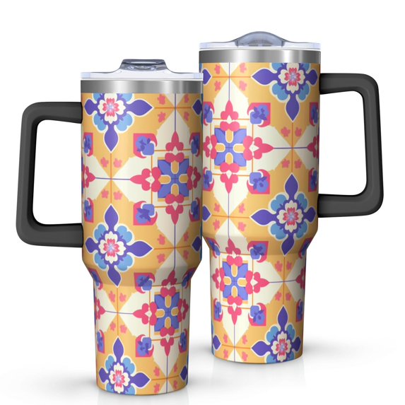 Modern 40oz Tumbler– Stainless Steel Insulated Tumbler with Handle and Straw, Large Capacity Travel Cup for Hot & Cold Drinks