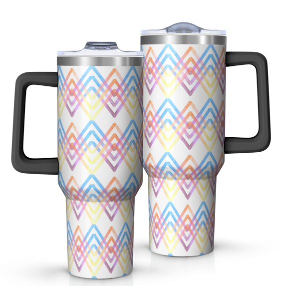 Modern 40oz Tumbler– Stainless Steel Insulated Tumbler with Handle and Straw, Large Capacity Travel Cup for Hot & Cold Drinks