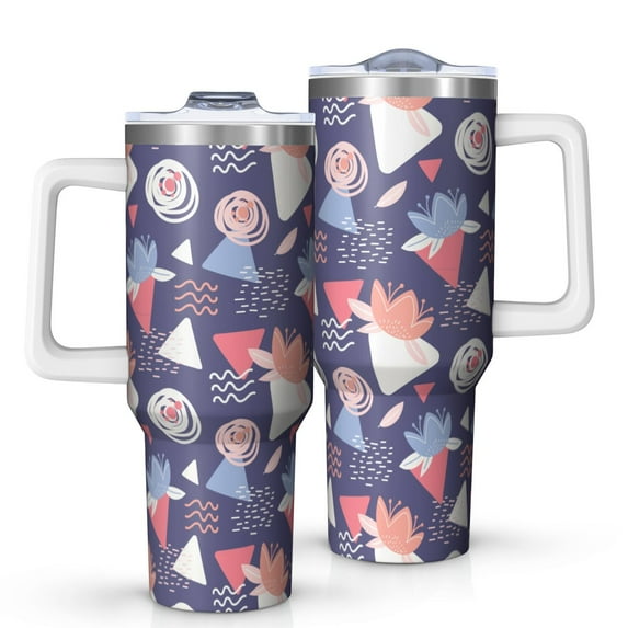 Modern 40oz Tumbler– Stainless Steel Insulated Tumbler with Handle and Straw, Large Capacity Travel Cup for Hot & Cold Drinks
