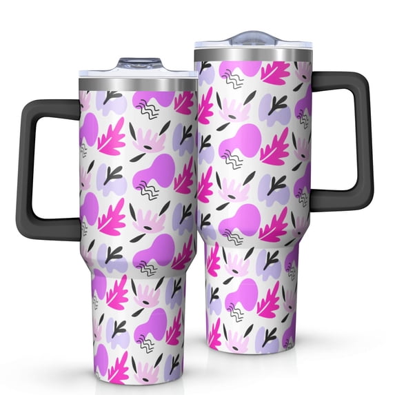 Modern 40oz Tumbler– Stainless Steel Insulated Tumbler with Handle and Straw, Large Capacity Travel Cup for Hot & Cold Drinks
