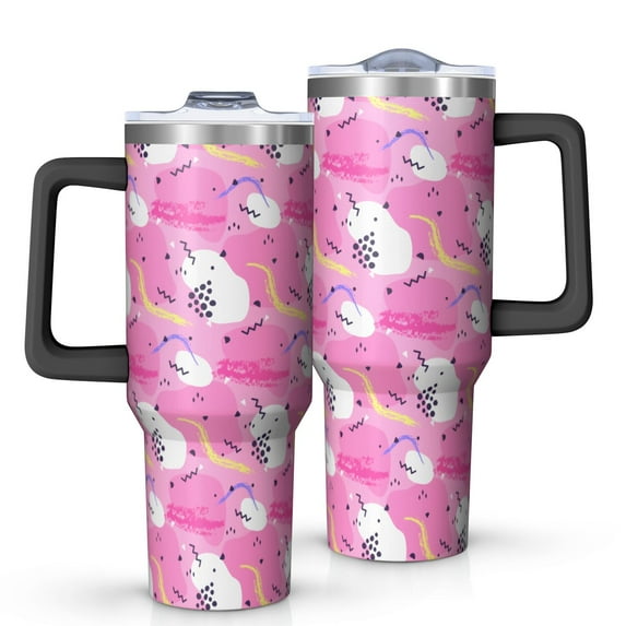 Modern 40oz Tumbler– Stainless Steel Insulated Tumbler with Handle and Straw, Large Capacity Travel Cup for Hot & Cold Drinks
