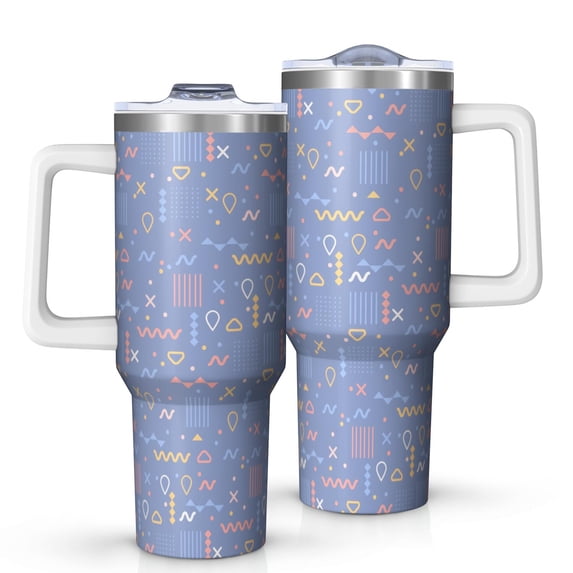 Modern 40oz Tumbler– Stainless Steel Insulated Tumbler with Handle and Straw, Large Capacity Travel Cup for Hot & Cold Drinks