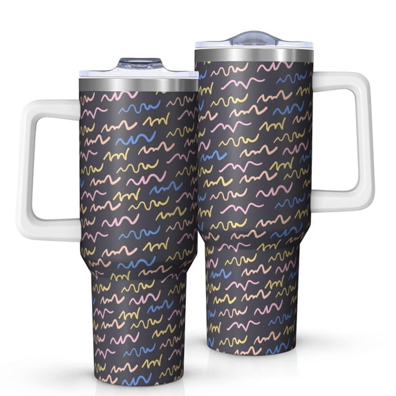 Modern 40oz Tumbler– Stainless Steel Insulated Tumbler with Handle and Straw, Large Capacity Travel Cup for Hot & Cold Drinks