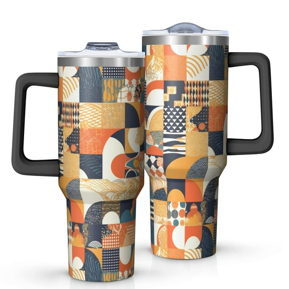 Modern 40oz Tumbler– Stainless Steel Insulated Tumbler with Handle and Straw, Large Capacity Travel Cup for Hot & Cold Drinks