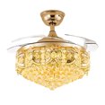 thumbnail image 1 of Modern 42" Crystal LED Invisible Ceiling Fan Chandelier Lamp Light Led Lighting W/Remote Gold for 8-25㎡, Living Room, Ding Room, Bedroom, 1 of 15