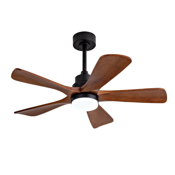 Modern 42 inch Black Ceiling Fan with Light & Remote, Solid Wood